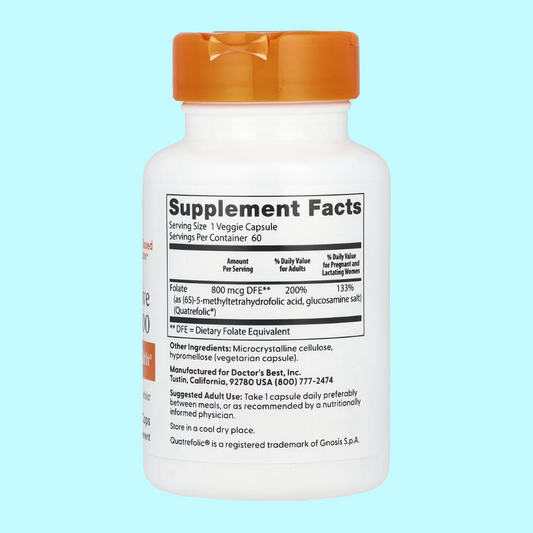Doctor's Best, Fully Active Folate 800, 800 mcg, 60 Veggie Caps - Prenatal Supplement